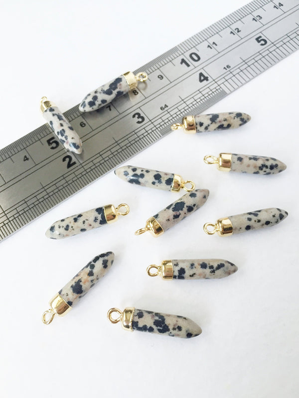 1 x Bullet Dalmatian Jasper Pendant, 24x5mm (0588)