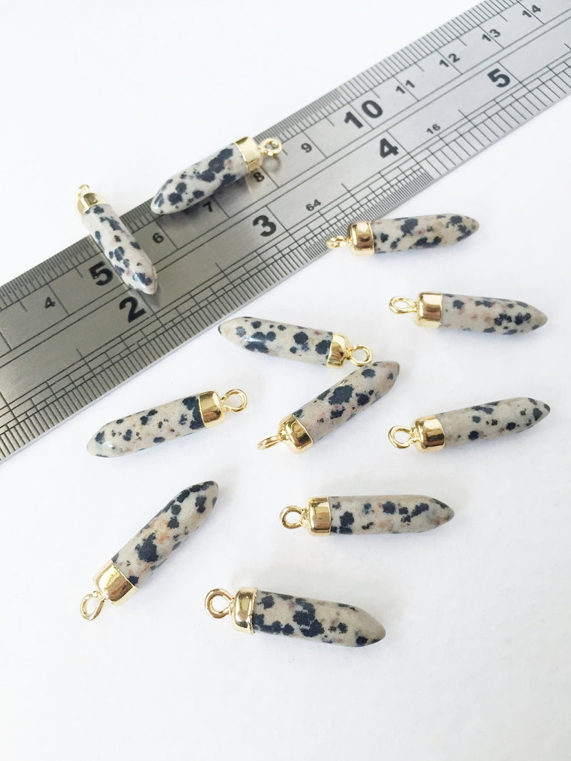 1 x Bullet Dalmatian Jasper Pendant, 24x5mm (0588)