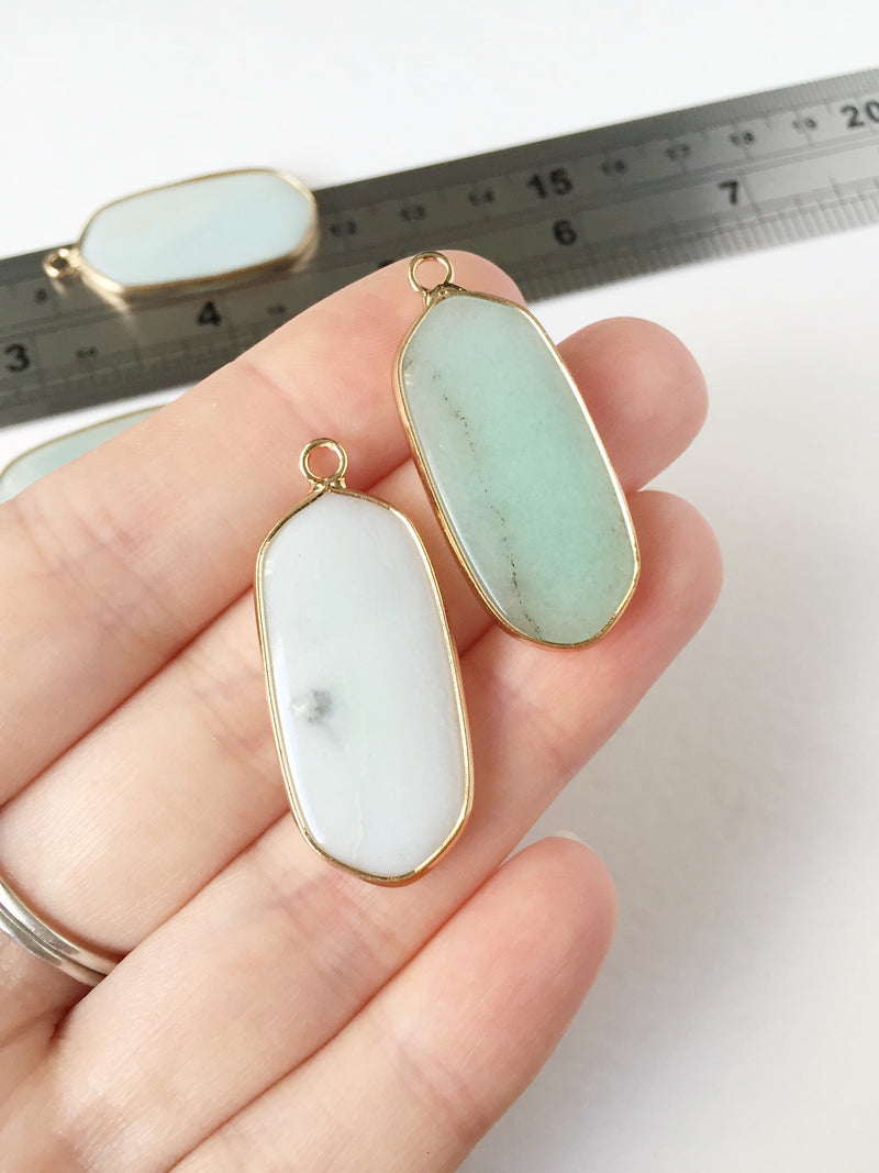 1 x Amazonite Hexagon Pendants, 37x16mm (0596)