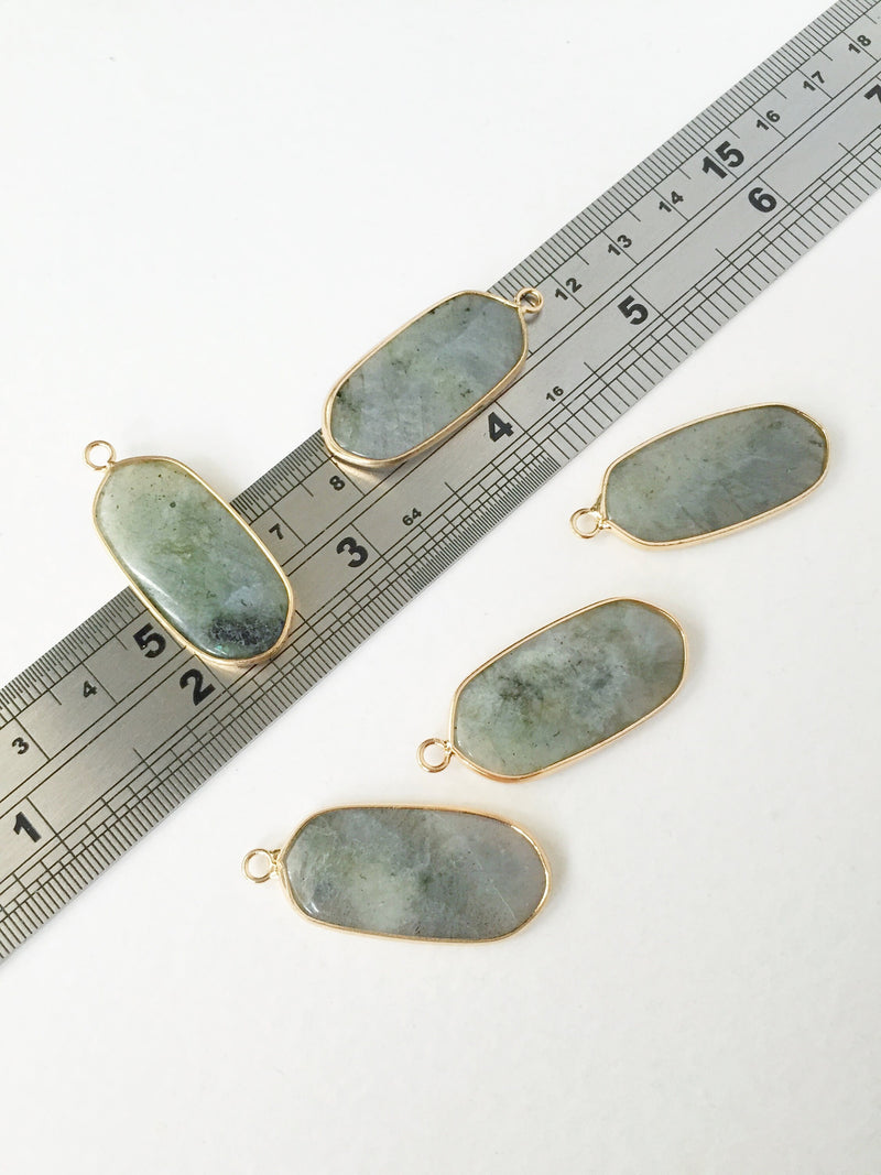 1 x Gold Plated Hexagon Labradorite Pendants, 37x16mm (0598)