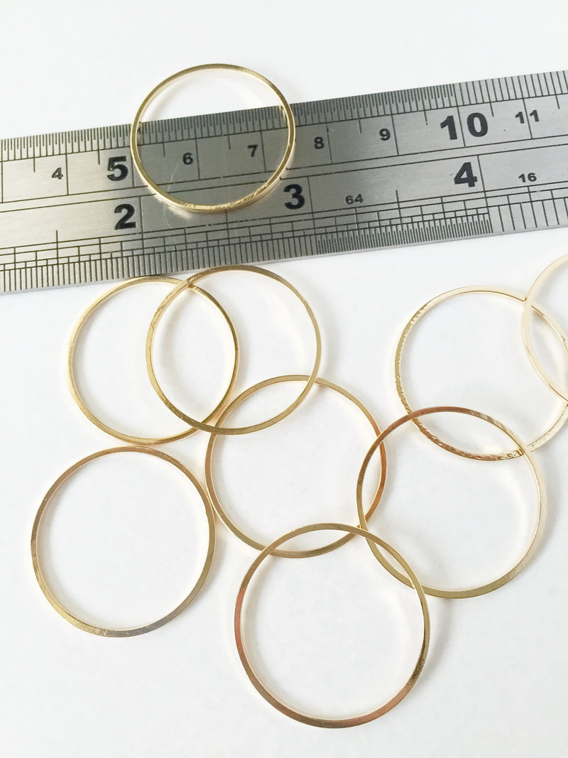 12 x Light Gold Tone Brass Round Linking Rings, 25mm (2463)