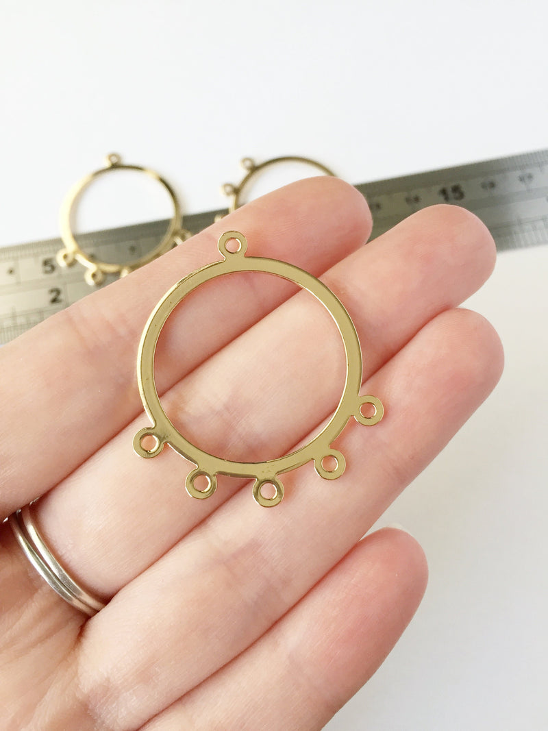 2 x Gold Plated Multiloop Hoop Connectors, 30x38mm (0975)