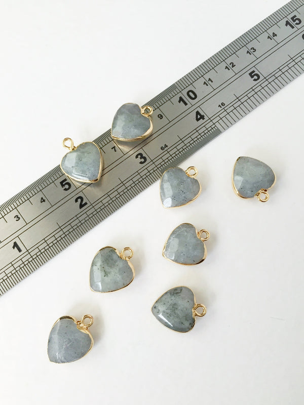 1 x Faceted Labradorite Heart Pendant, 18x14mm (0579)