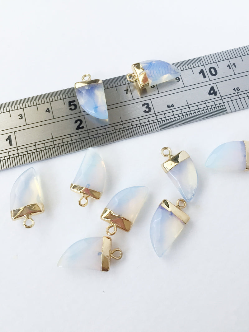 1 x Faceted Opalite Tusk Pendant, 20x11mm (0544)