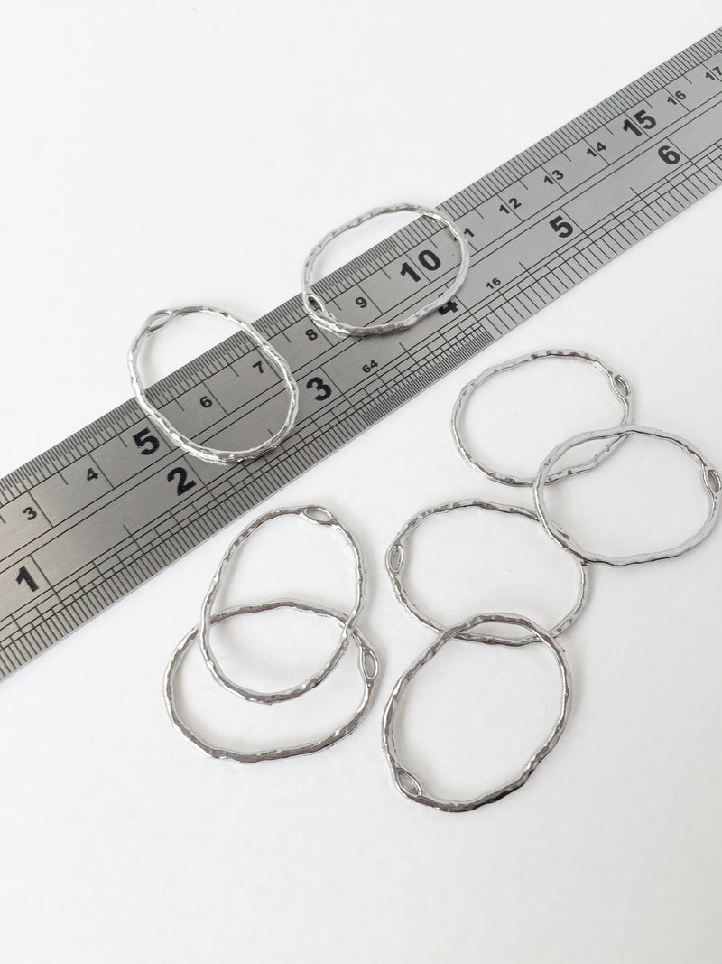 6 x Platinum Plated Textured Oval Connectors, 30x22mm (1506)