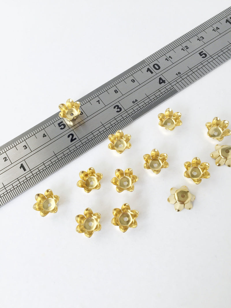 10 x Raw Brass Flower Bead Caps, 12mm (1503)