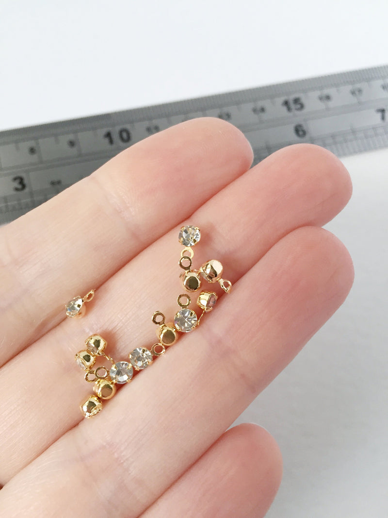 20 x Tiny 18K Gold Plated Crystal Charms, 3x5mm (1045)