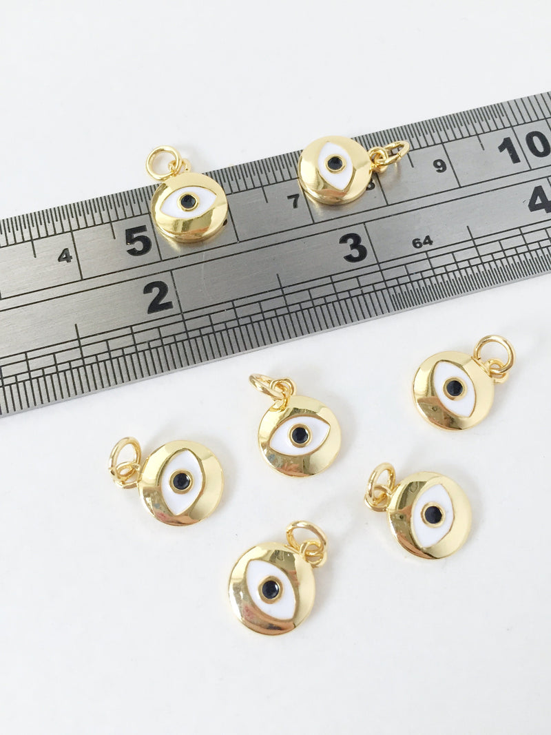 1 x 18K Gold Plated Evil Eye Charms, 12x10mm (1038)