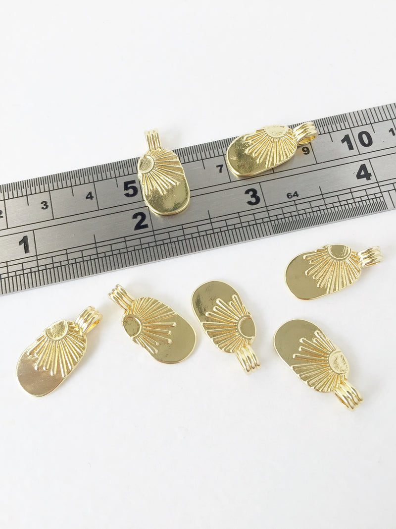 1 x 18K Gold Plated Brass Sun Charms, 21x10.5mm Sun Pendants (1447)