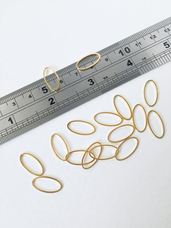 16 x Gold Tone Brass Oval Connectors 16x8mm (0978)