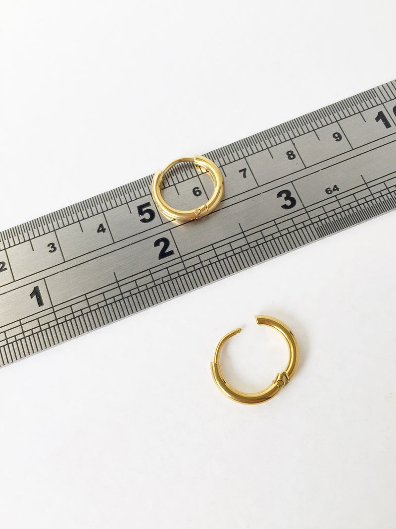 Gold Plated Stainless Steel Sleepers, 14x2mm (2284)