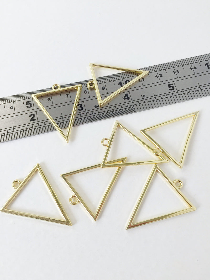 4 x Gold Open Back Triangle Bezel Pendants, 28x35mm (1493)