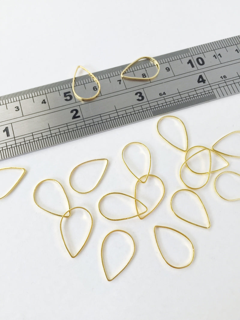 10 x Gold Plated Teardrop Connectors, 16x11mm Drop Linking Rings (1507)