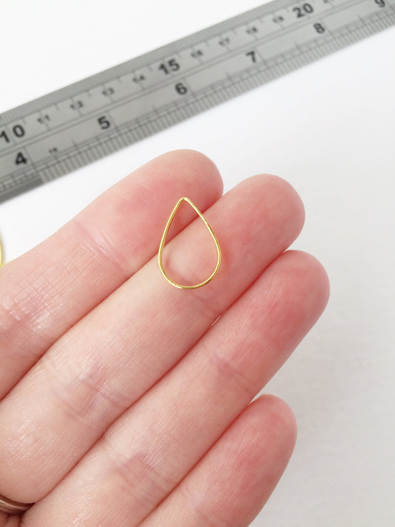 10 x Gold Plated Teardrop Connectors, 16x11mm Drop Linking Rings (1507)