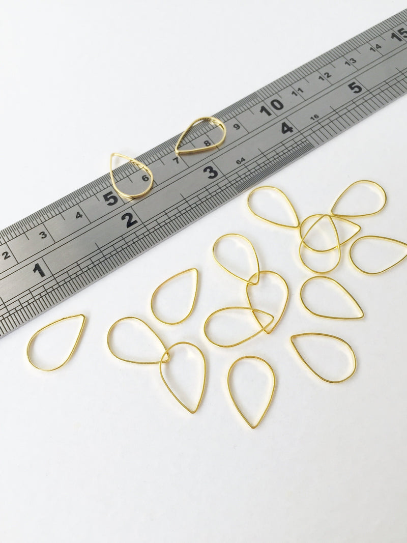 10 x Gold Plated Teardrop Connectors, 16x11mm Drop Linking Rings (1507)