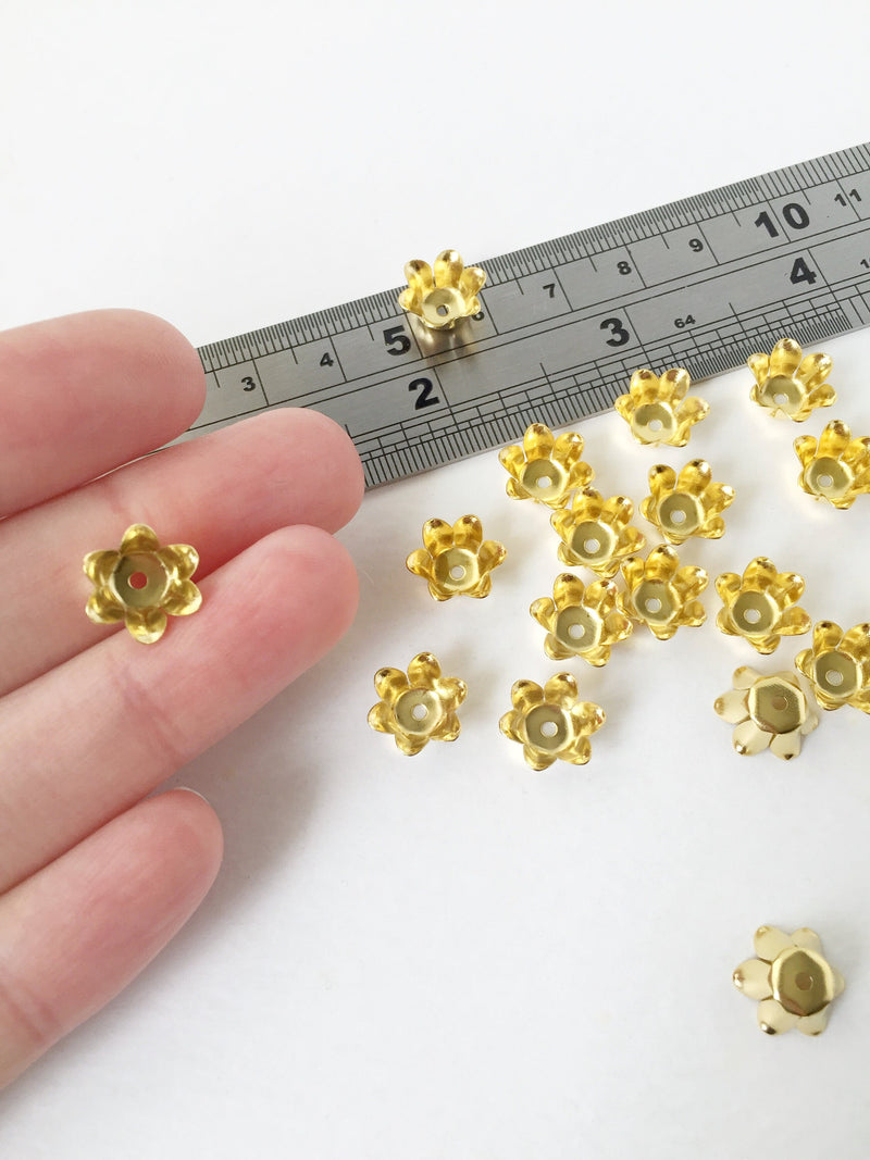 10 x Raw Brass Flower Bead Caps, 12mm (1503)