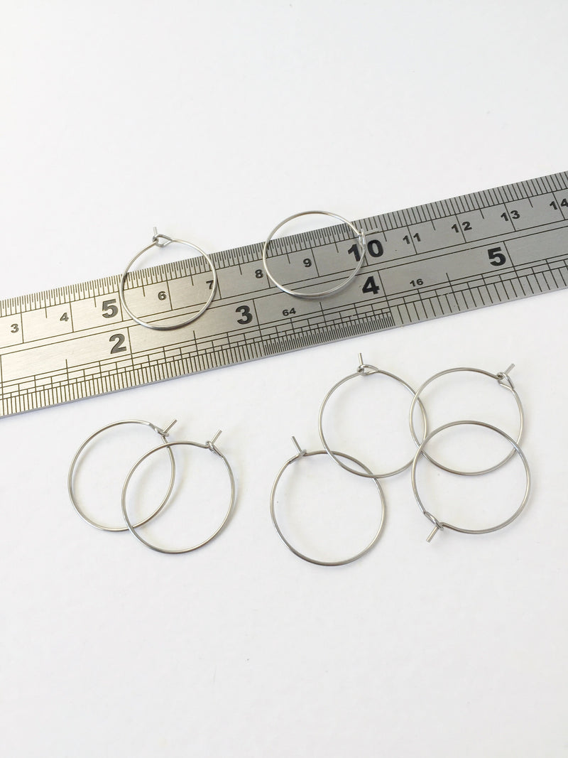 10 pairs x Stainless Steel Hoops Beadable Earring Wire, 15mm (3115)