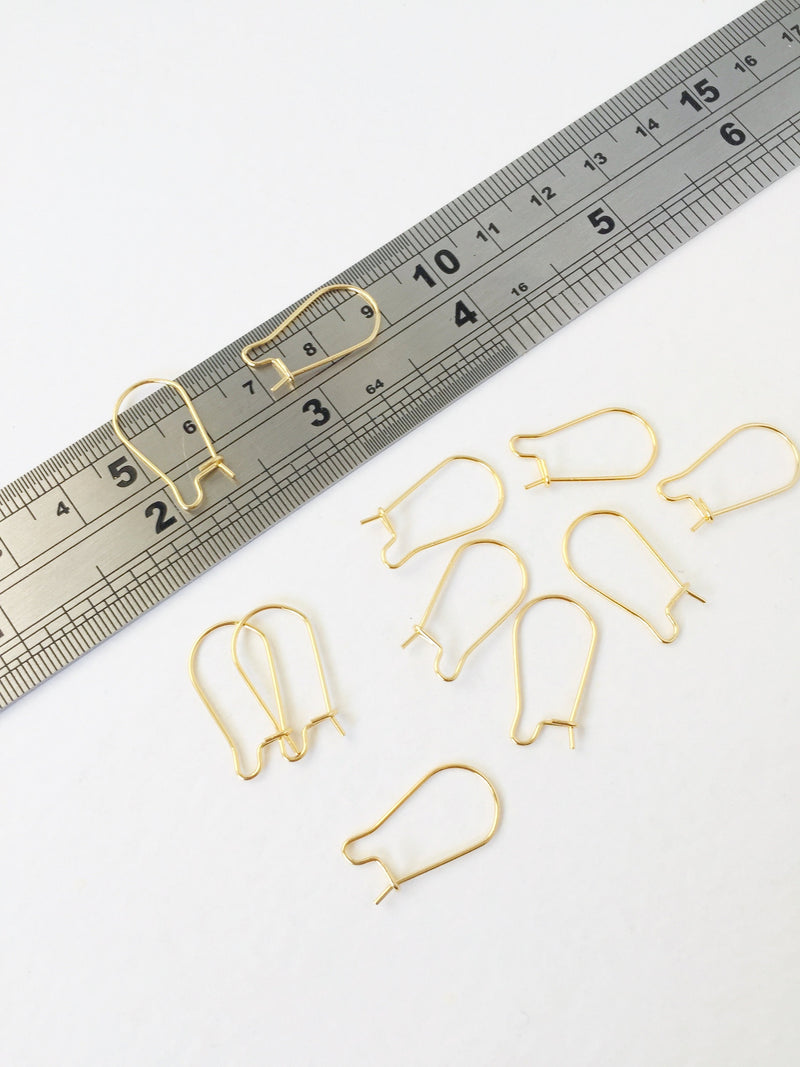 5 pairs x Gold Plated Stainless Steel Earring Wire, 20x11mm (1064)