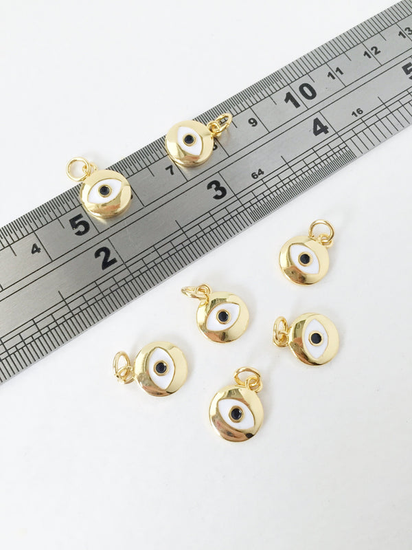 1 x 18K Gold Plated Evil Eye Charms, 12x10mm (1038)