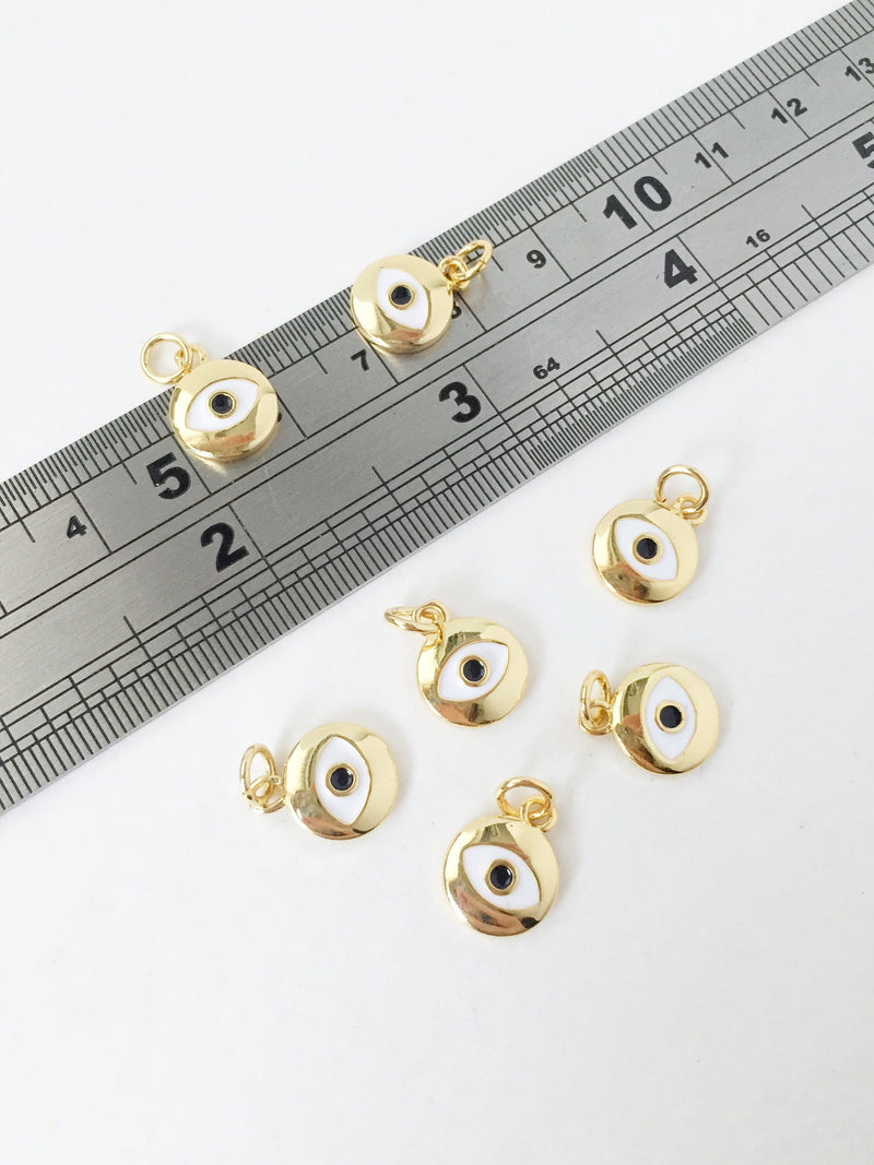 1 x 18K Gold Plated Evil Eye Charms, 12x10mm (1038)