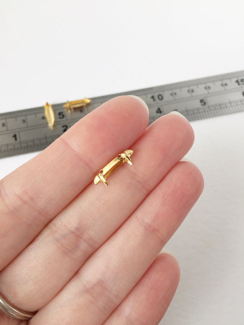 24 x 4x15mm Gold Tone Brass Navette Sew-on Setting (1864)