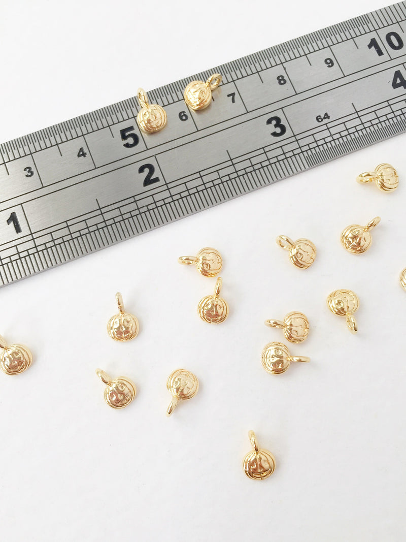 2 x 18K Gold Plated Tiny Pumpkin Charms, 8x6mm (1461)