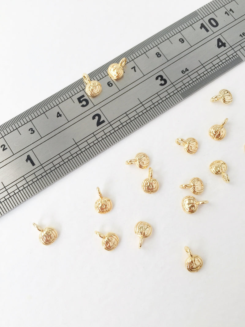 2 x 18K Gold Plated Tiny Pumpkin Charms, 8x6mm (1461)