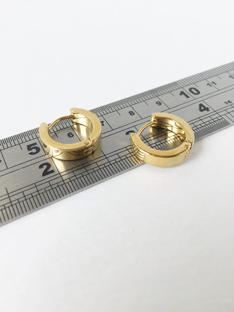 1 pair x Chunky Gold Plated Stainless Steel Earring Sleepers, 16x15mm (1512)