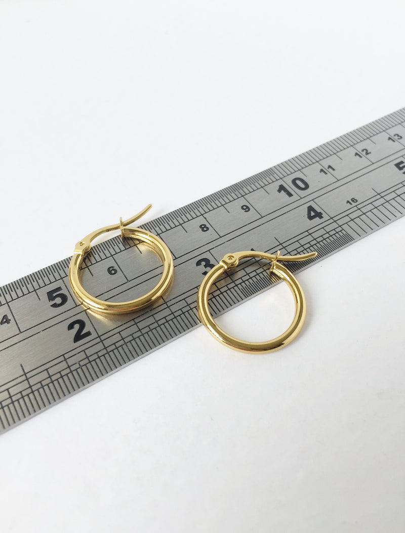 1 pair x Gold Plated Stainless Steel Earring Hoops Blanks, 18mm (1656)