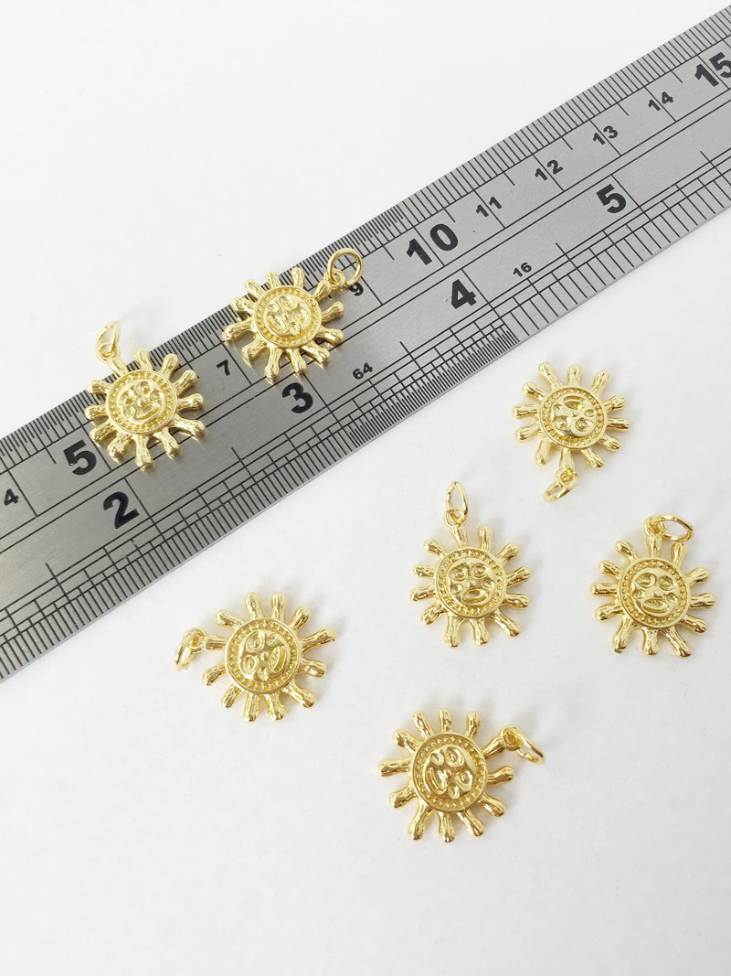 1 x 18K Gold Plated Sun Charms, 17x15mm (1568)