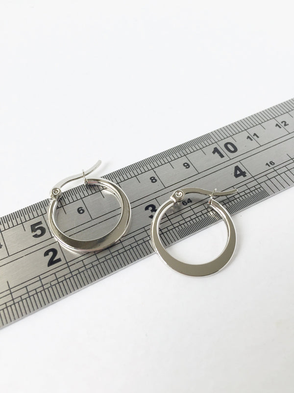 1 pair x Stainless Steel Flattened Hoop Earrings, 20x19.5mm (1907S)