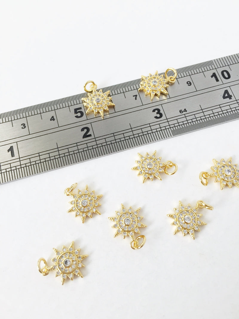 1 x 18K Gold Plated Sun Charms with Cubic Zirconia (1163)