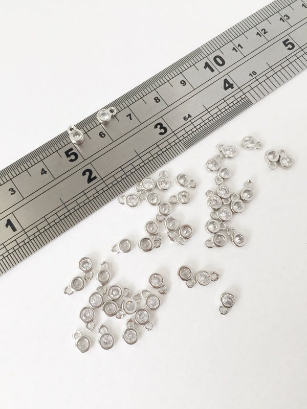 10 x Tiny Cubic Zirconia Platinum Charms, 6x4mm (1572)