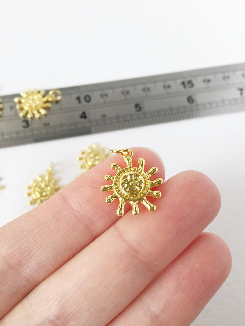 1 x 18K Gold Plated Sun Charms, 17x15mm (1568)