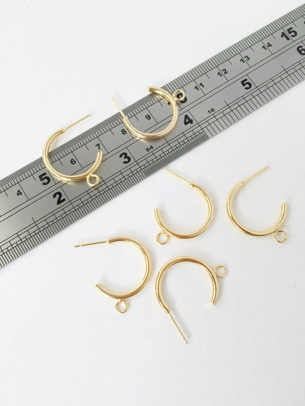 1 pair x 18K Gold Plated Hoop Earring Studs, 20mm (1467)