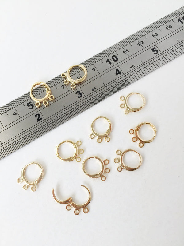 1 pair x 18K Gold Plated Huggie Hoop Earring Blanks, 15x12mm (1468)