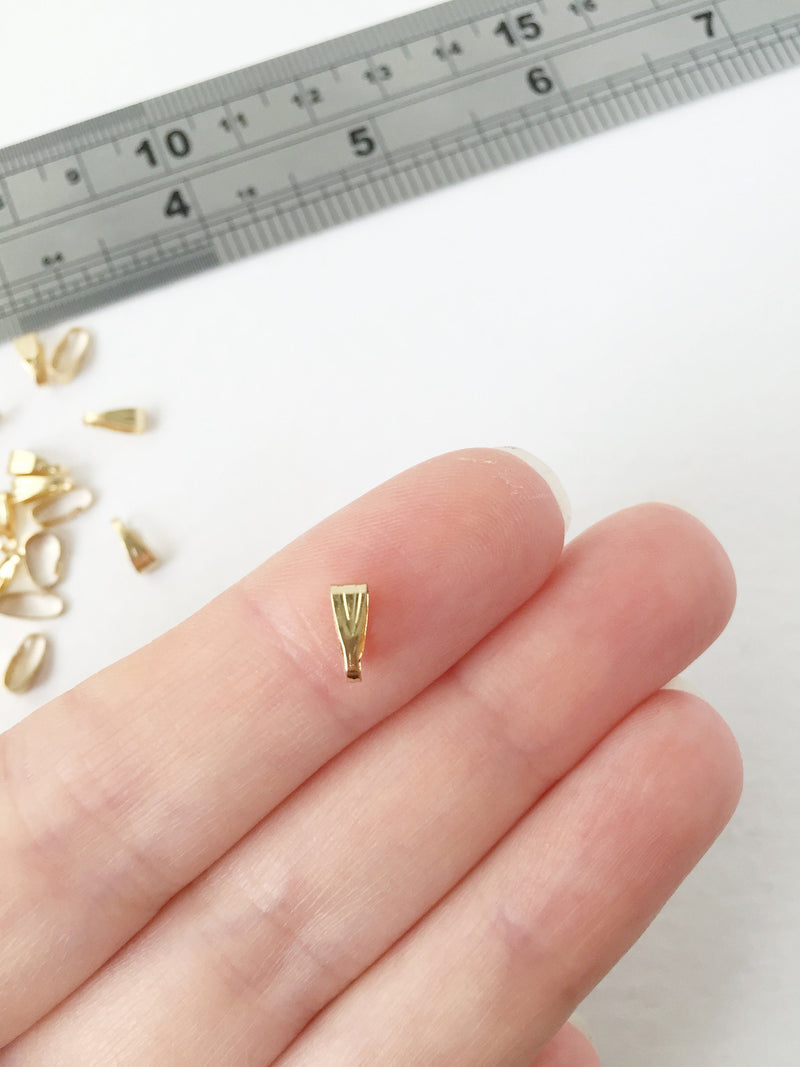 10 x 18K Gold Plated Snap Bails, 7x3mm (SS049)