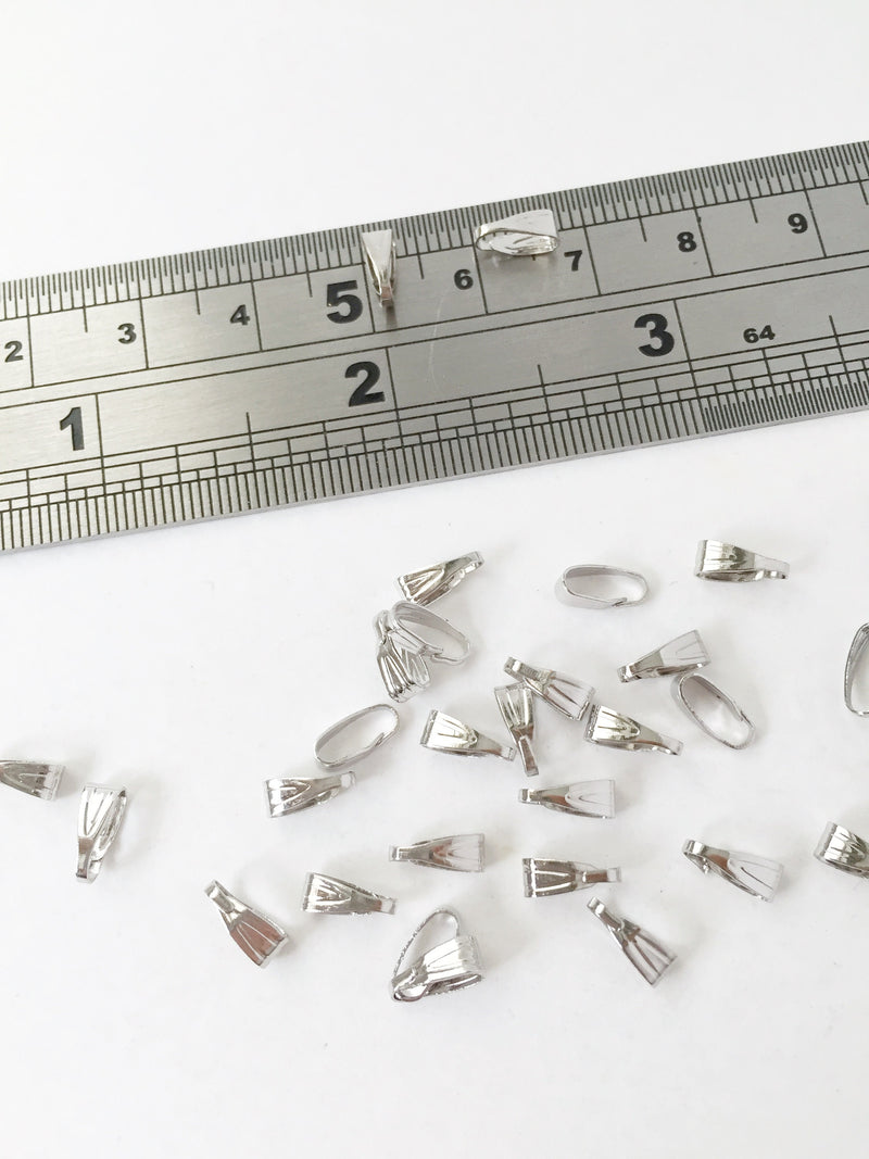 10 x Platinum Plated Snap Bails, 7x3mm (SS048)