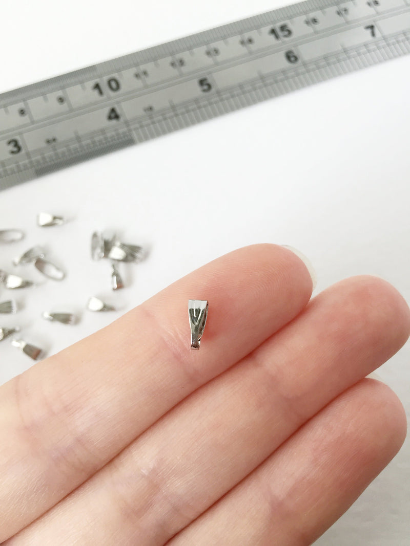 10 x Platinum Plated Snap Bails, 7x3mm (SS048)