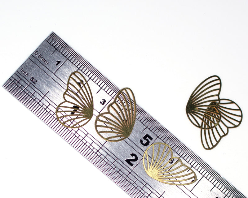 6 x Raw Brass Butterfly Wing Charms, 20x12mm (C0239)