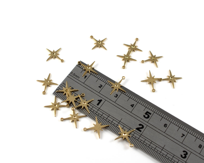 20 x Raw Brass Northern Star Charms, 14x12mm (C0256)