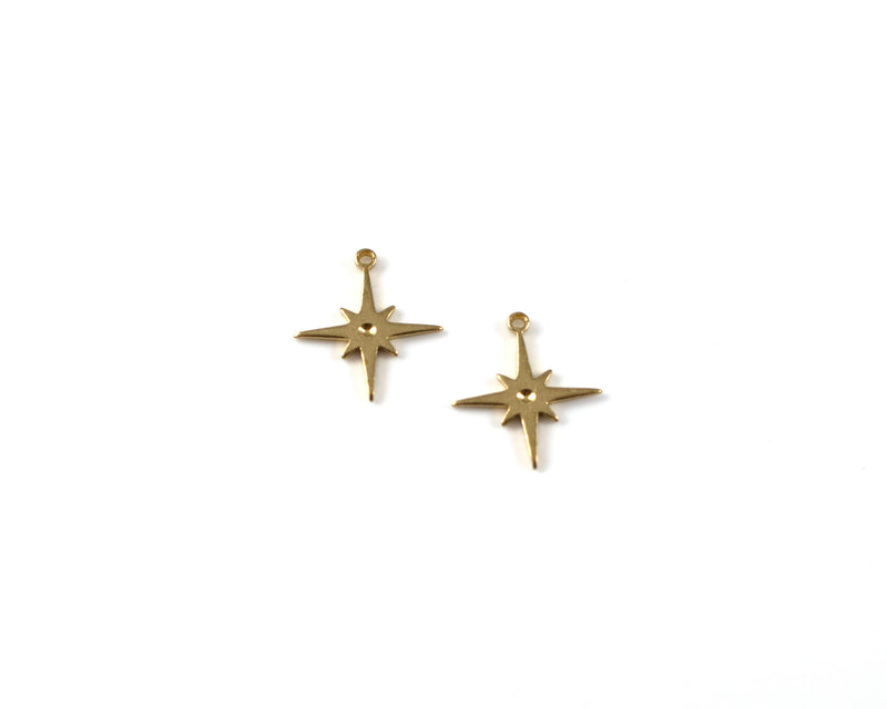 20 x Raw Brass Northern Star Charms, 14x12mm (C0256)