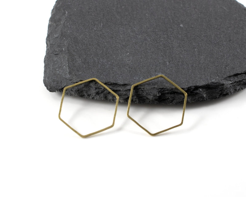 10 x Raw Brass Hexagon Rings, 25x22mm (C0163)