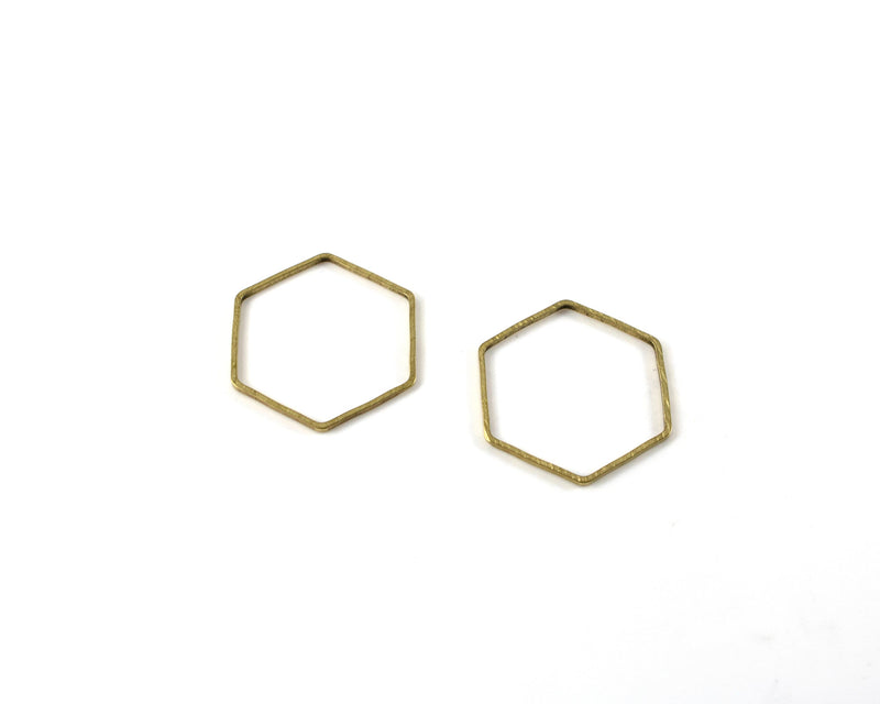 10 x Raw Brass Hexagon Rings, 25x22mm (C0163)