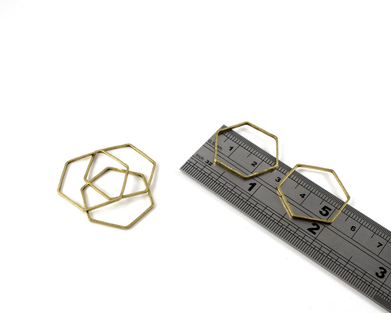 10 x Raw Brass Hexagon Rings, 25x22mm (C0163)