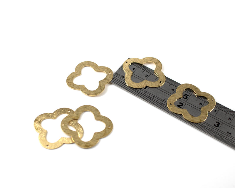 2 x Raw Brass Open Quatrefoil Jewellery Links, 31x26mm (C0103)