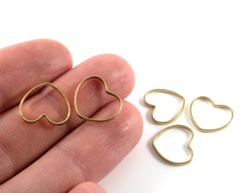 20 x Raw Brass Open Heart Links, 14x13mm Heart Connectors (C0388)