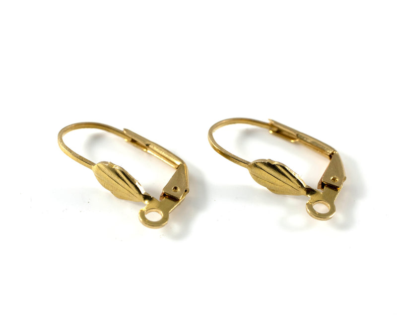 1 pair x Raw Brass Shell Earring Clasps, 19x10mm Leverback Earrings (C0428)