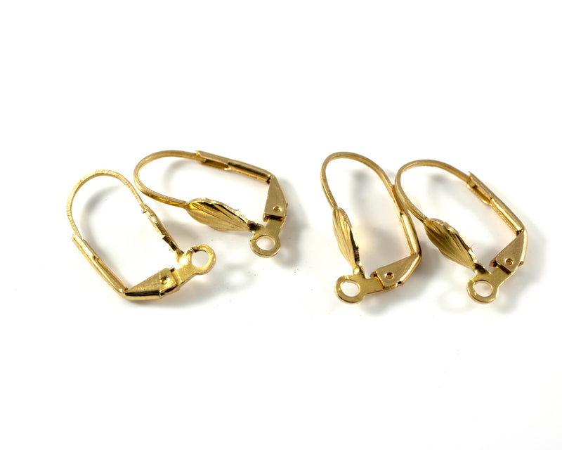 1 pair x Raw Brass Shell Earring Clasps, 19x10mm Leverback Earrings (C0428)