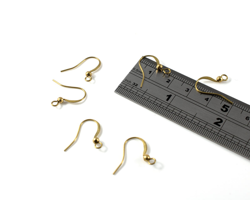 10 pairs x Plain Raw Brass Ear Wire, 17mm Earring Hooks (С0375)